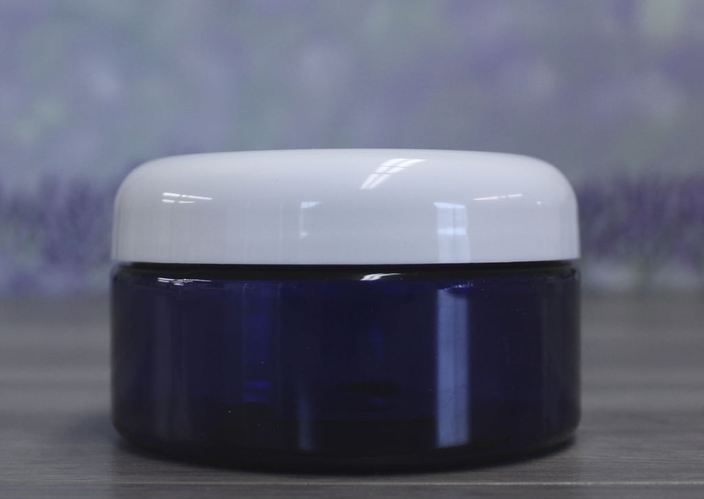 Jar, PET Blue Wide, 8oz + Dome White Lid (89/400)