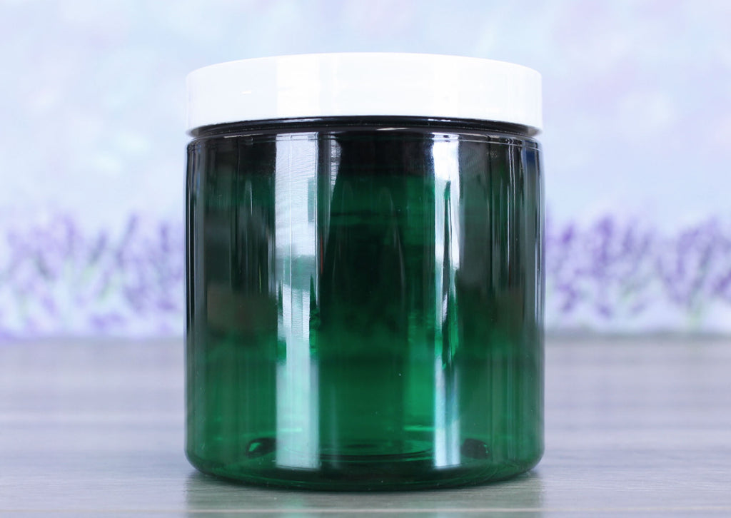 Jar, PET Green, 8oz Deep + Smooth White Lid (70/400)