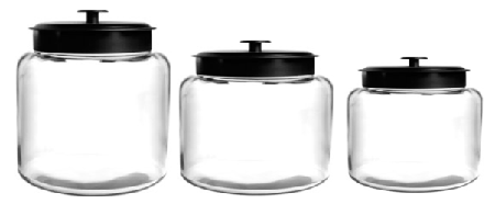 MONTANA, Jar w/Black Lid, 48oz, 4 jars & lids
