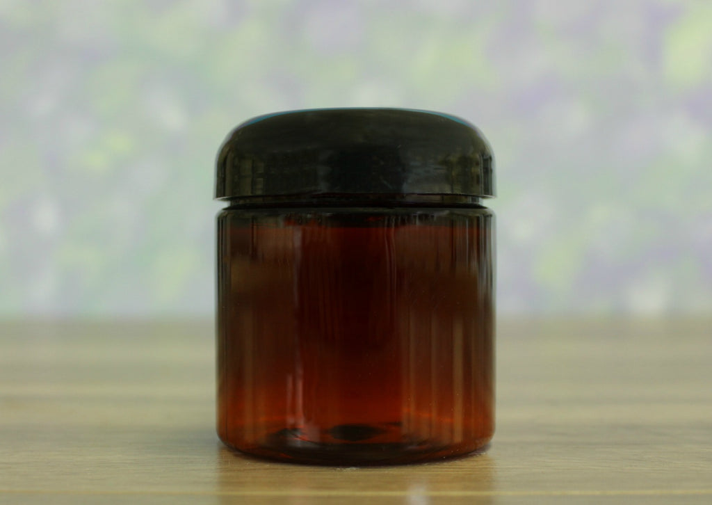 Jar, PET Amber, 4oz Deep + Dome Black Lid (58/400)