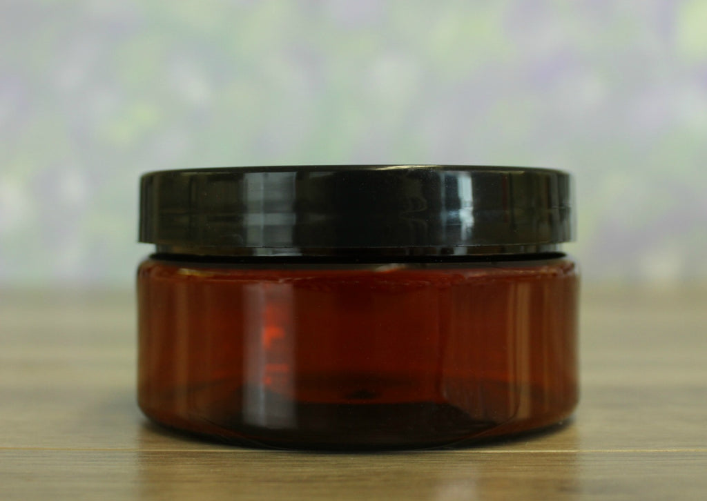 Jar, PET Amber, 8oz + Smooth Black Lid (89/400)