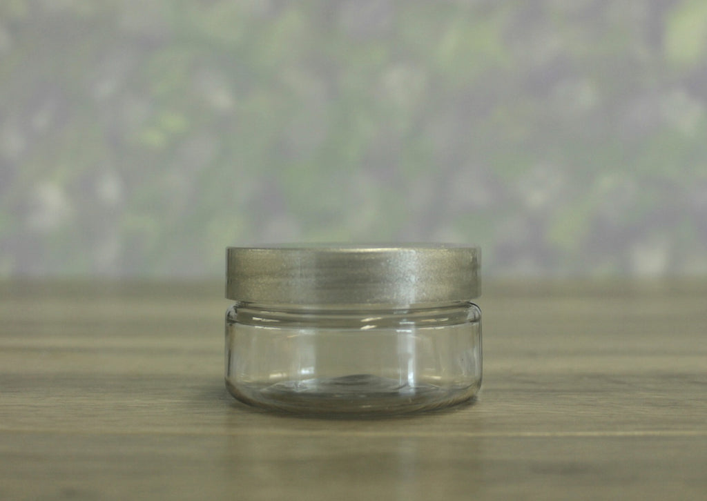 Jar, PET Clear, 2oz + Smooth Silver Lid (58/400)