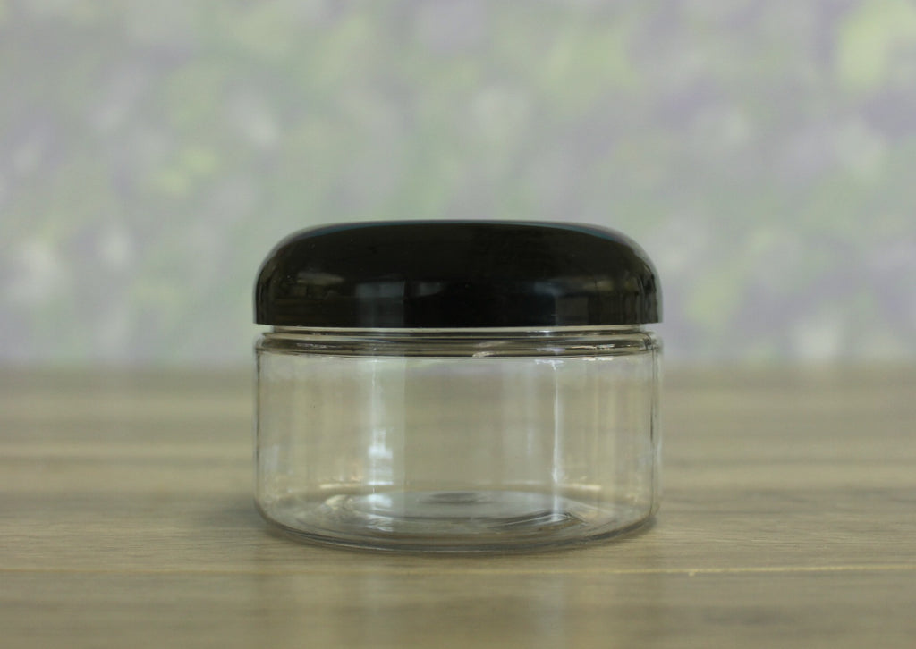 Jar, PET Clear 4oz Wide + Dome Black (70/400)