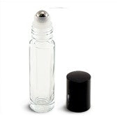 Glass Bottle, 1/3oz w/Metal Roller