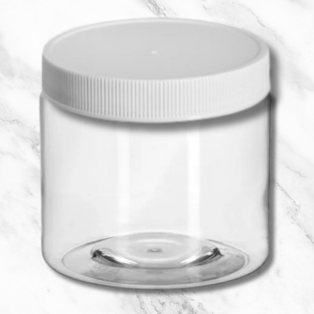 Jar 16oz Deep CLEAR + RIBBED White Cap – Canwax