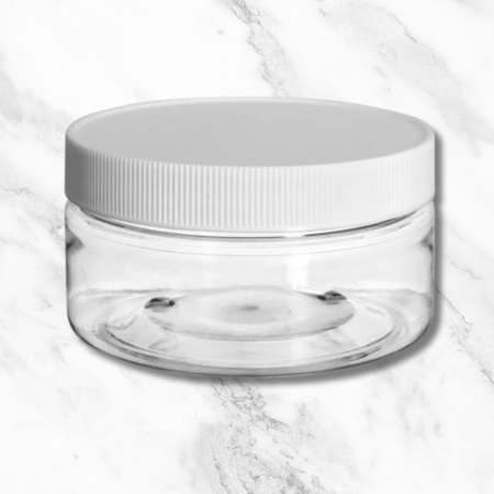 Jar 8oz Clear Wide + Ribbed White Cap (89/400) – Canwax
