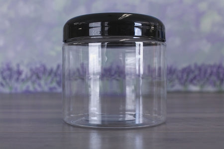 Jar, PET Clear, 16oz + Dome Black Lid (89/400)