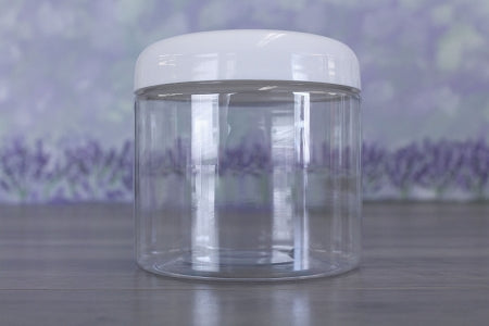 Jar, PET Clear, 16oz + Dome White Lid (89/400)