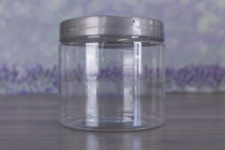 Jar, PET Clear, 16oz + Smooth Silver Lid (89/400) 