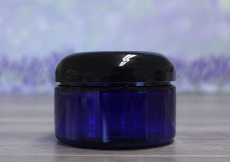 Jar, PET Blue Wide, 4oz + Dome Black Lid