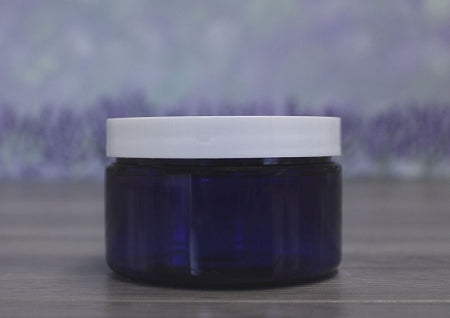 Jar, PET Blue Wide, 4oz + Smooth White Lid (70/400)