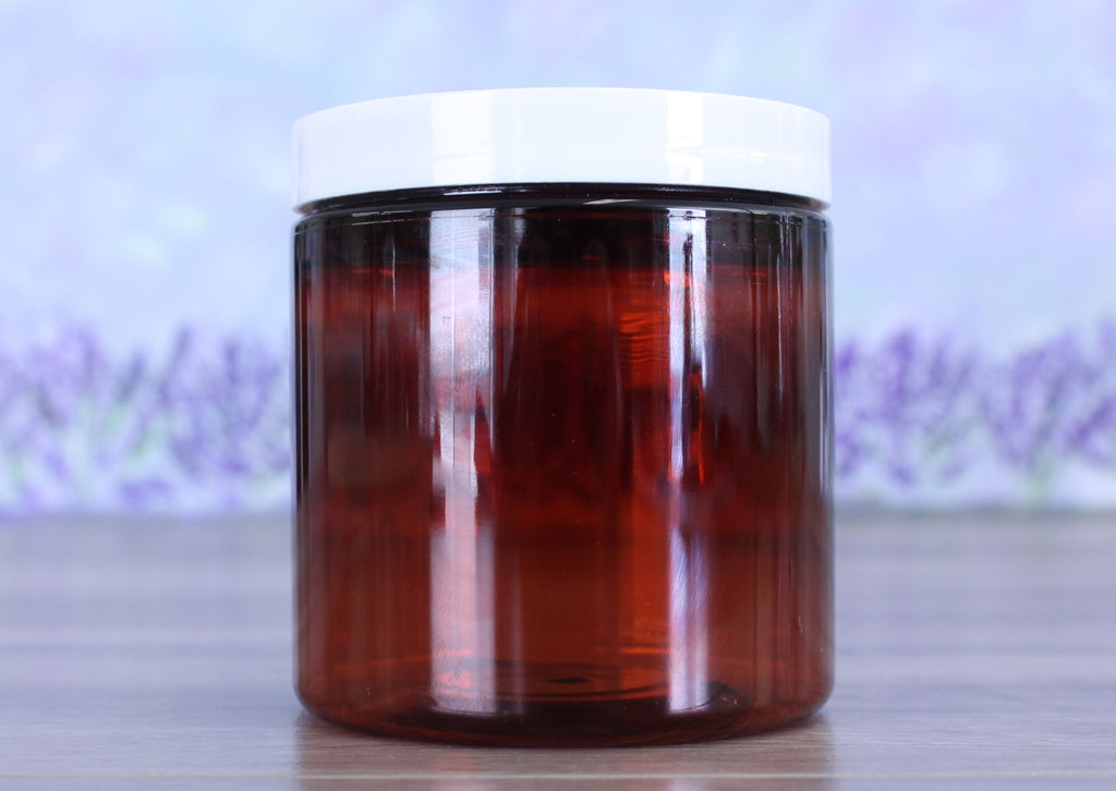 Jar, PET Amber, 8oz Deep + Smooth White Lid (70/400)