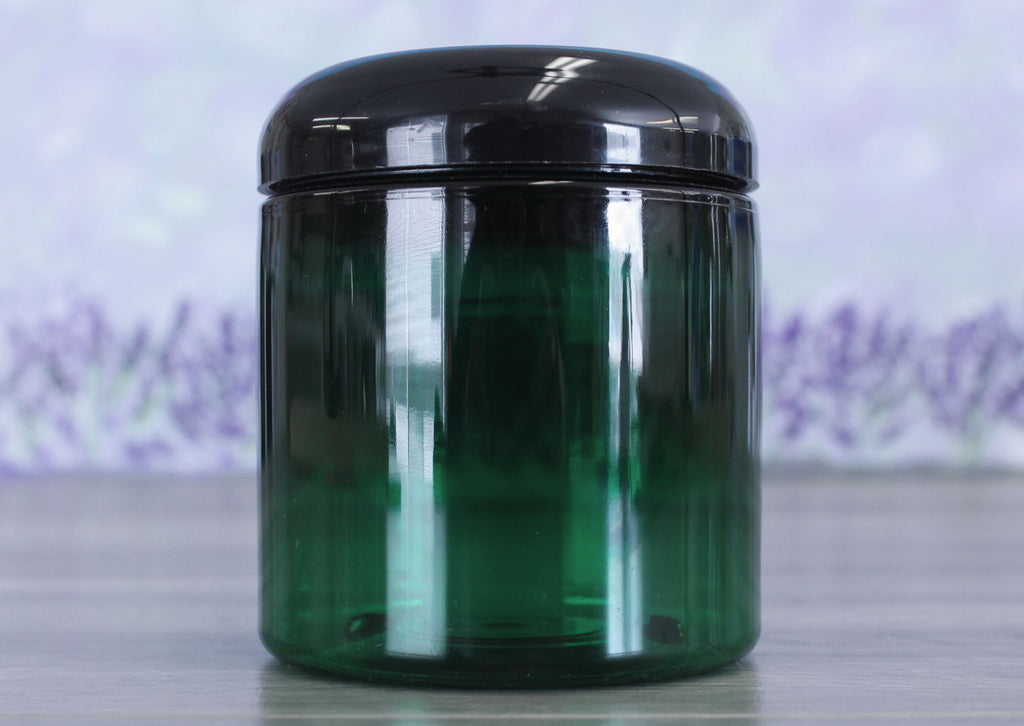 Jar, PET Green, 8oz Deep + Dome Black Lid (70/400)