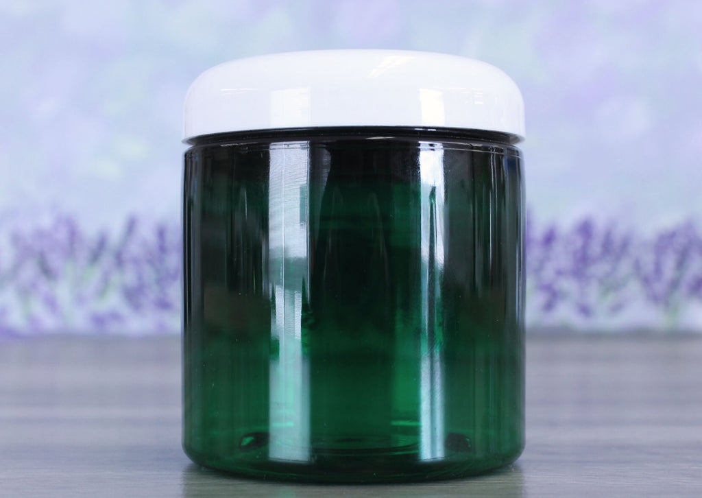 Jar, PET Green, 8oz Deep + Dome White (70/400)