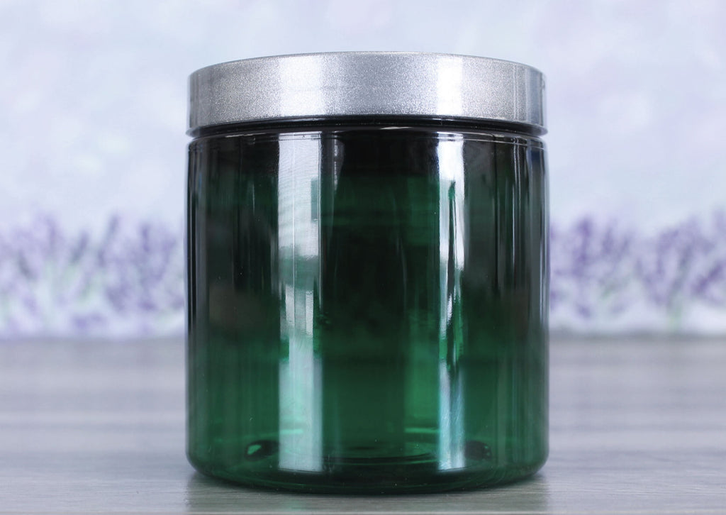 Jar, PET Green, 8oz Deep + Smooth Silver Lid (70/400)