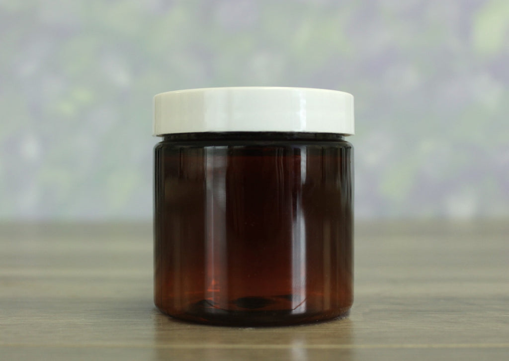 Jar, PET Amber, 4oz Deep + Smooth White (58/400)