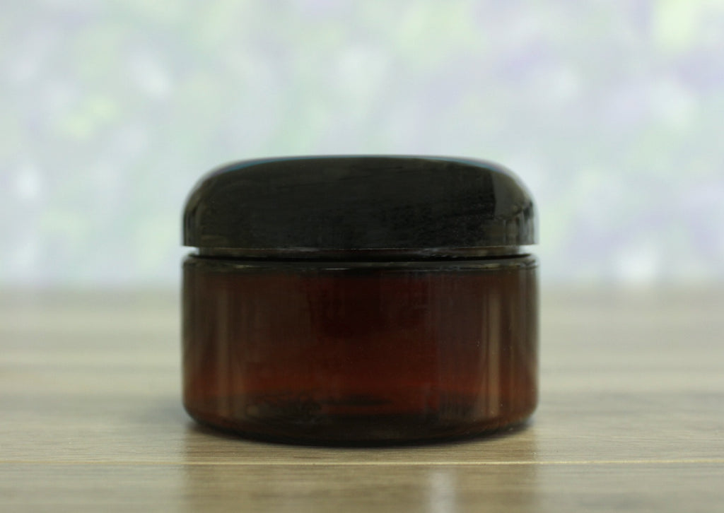 Jar, PET Amber, 4oz Wide + Dome Black Lid (70/400)