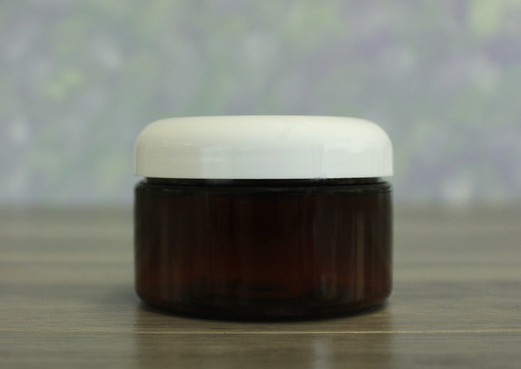 Jar, PET Amber, 4oz Wide + Dome White Lid (70/400)