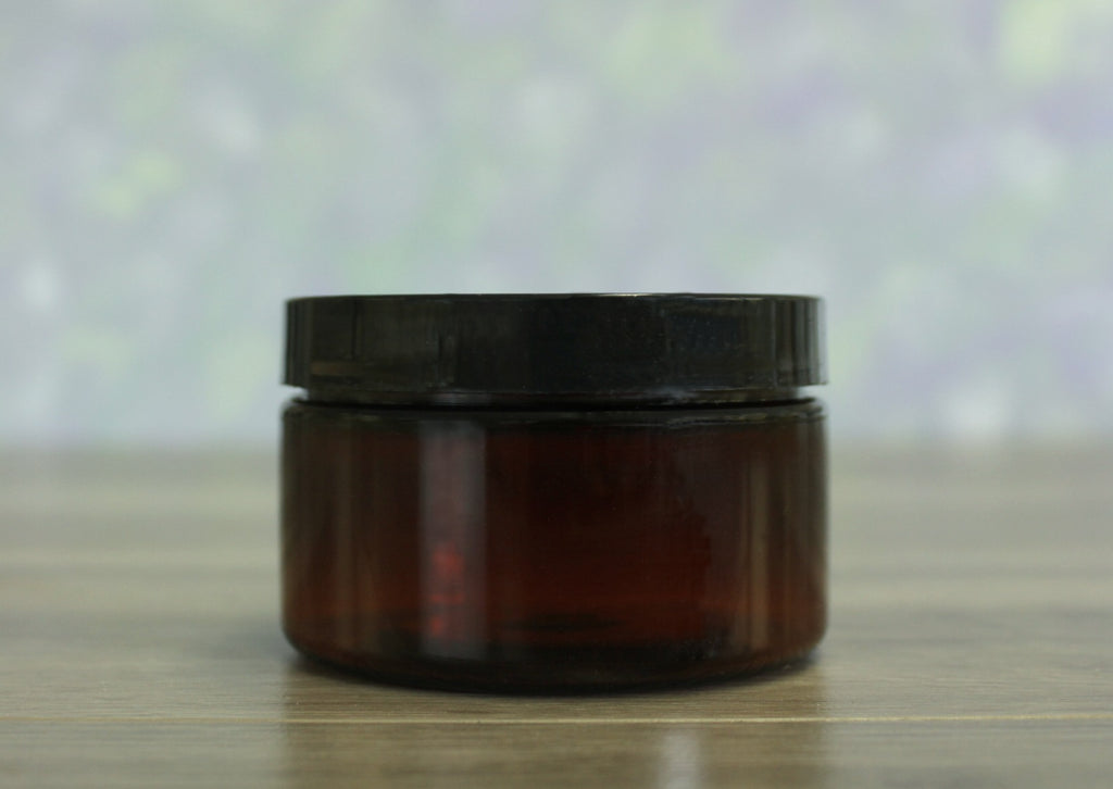 Jar, PET Amber, 4oz Wide + Smooth Black Lid (70/400)