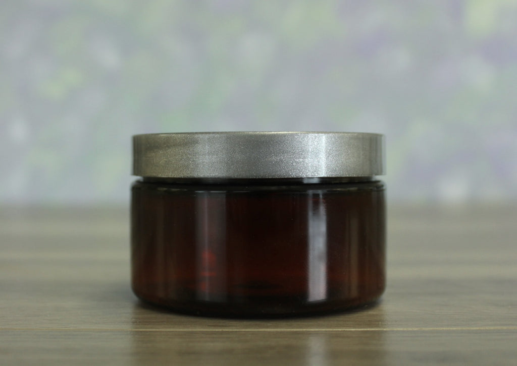 Jar, PET Amber, 4oz Wide + Smooth Silver Lid (70/400)
