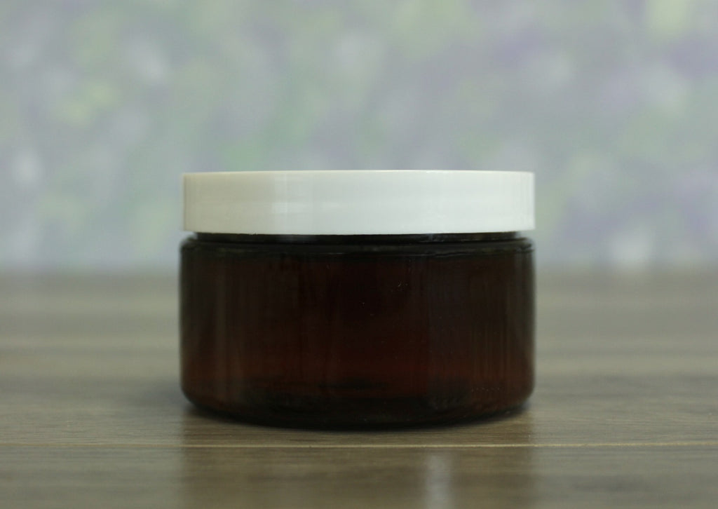 Jar, PET Amber, 4oz Wide + Smooth White Lid (70/400)