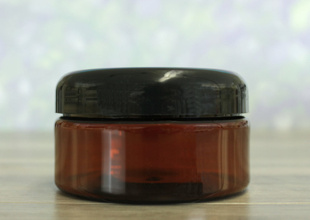 Jar, PET Amber, 8oz + Dome Black Lid (89/400)