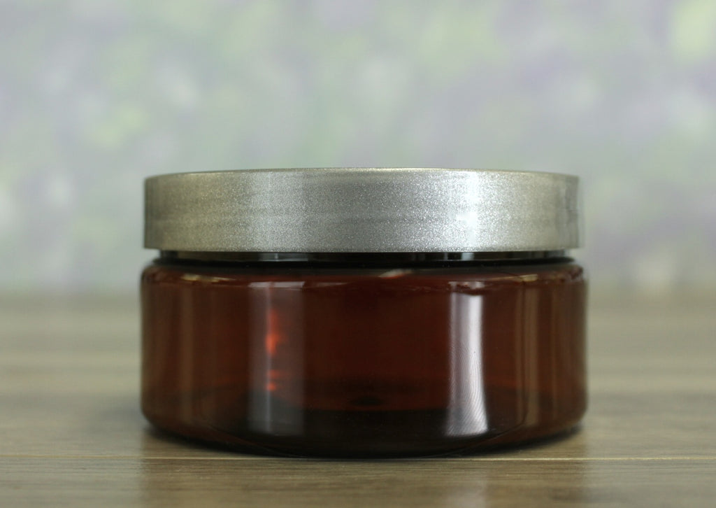Jar, PET Amber, 8oz + Smooth Silver Lid (89/400)