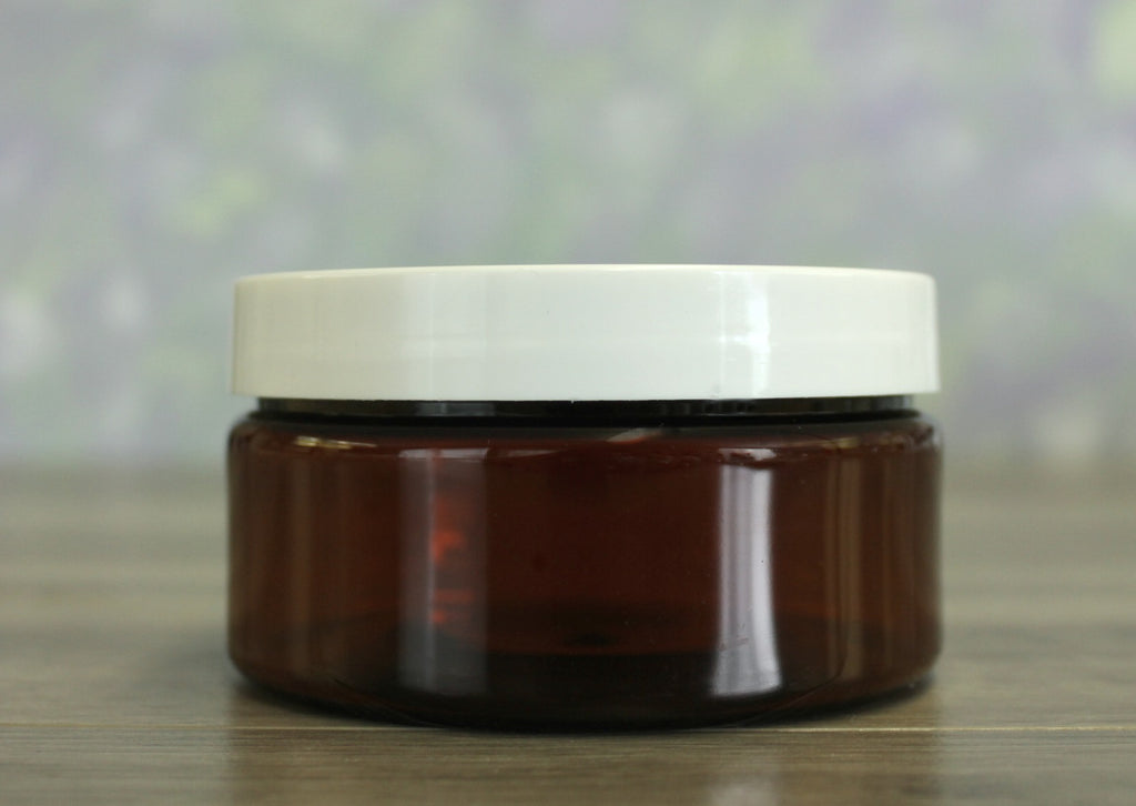 Jar, PET Amber, 8oz Wide + Smooth PS Lined White (89/400)