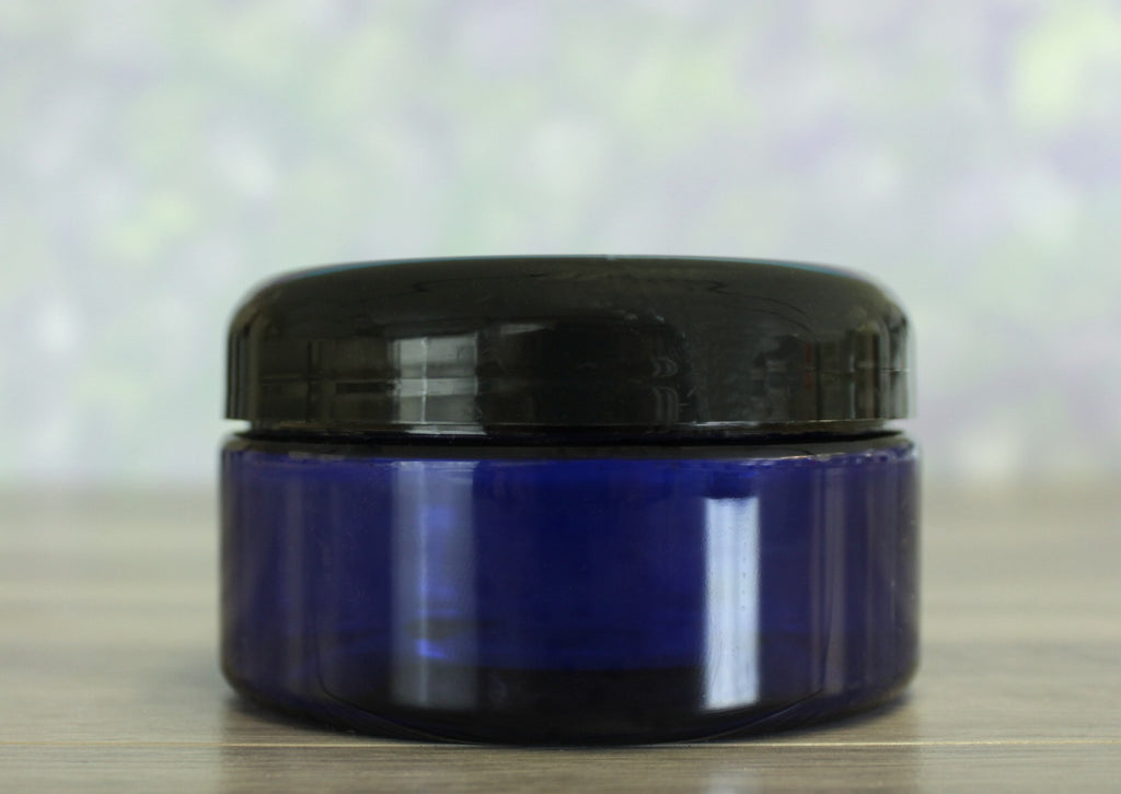 Jar, PET Blue Wide, 8oz + Dome Black Lid (89/400)
