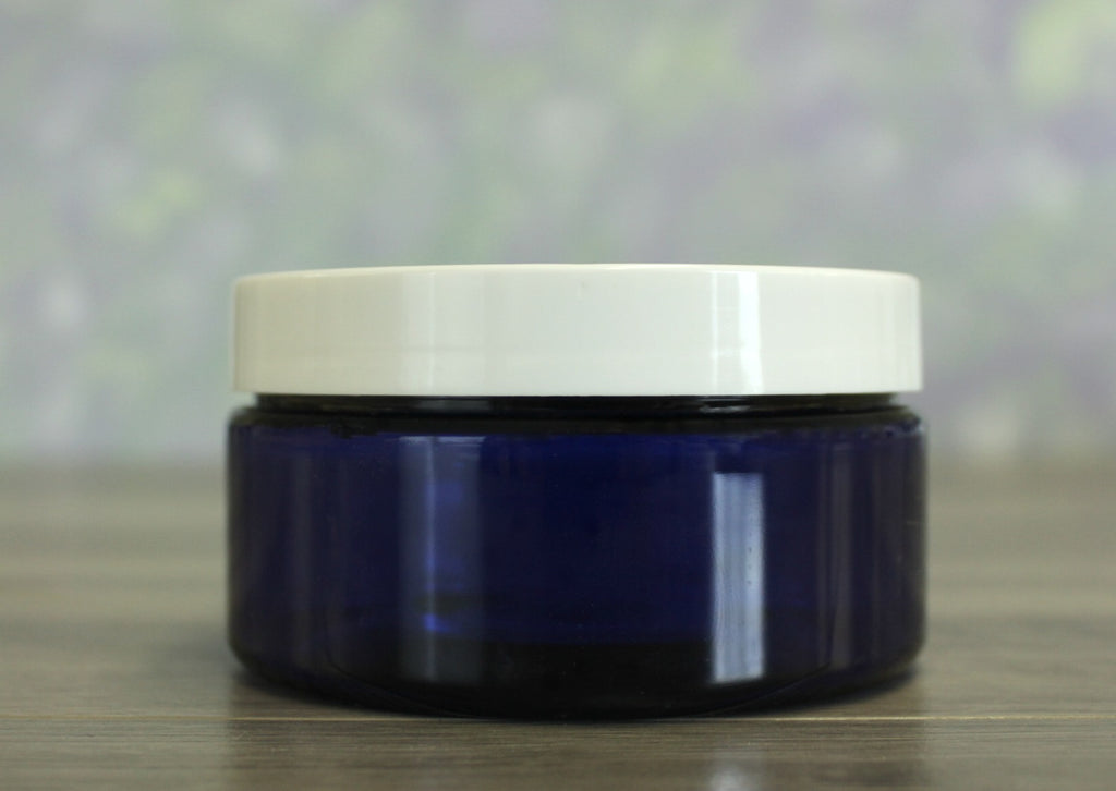 Jar, PET Blue Wide, 8oz + Smooth PS Lined White Lid (89/400)