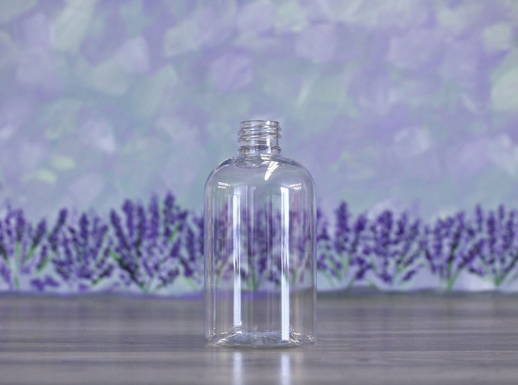 Boston Round PET, CLEAR, 4oz + No cap