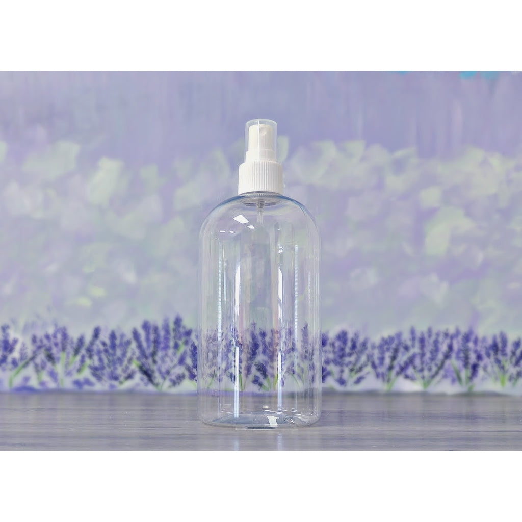 Boston Round PET, CLEAR 16oz + Mister White Caps (24/410)