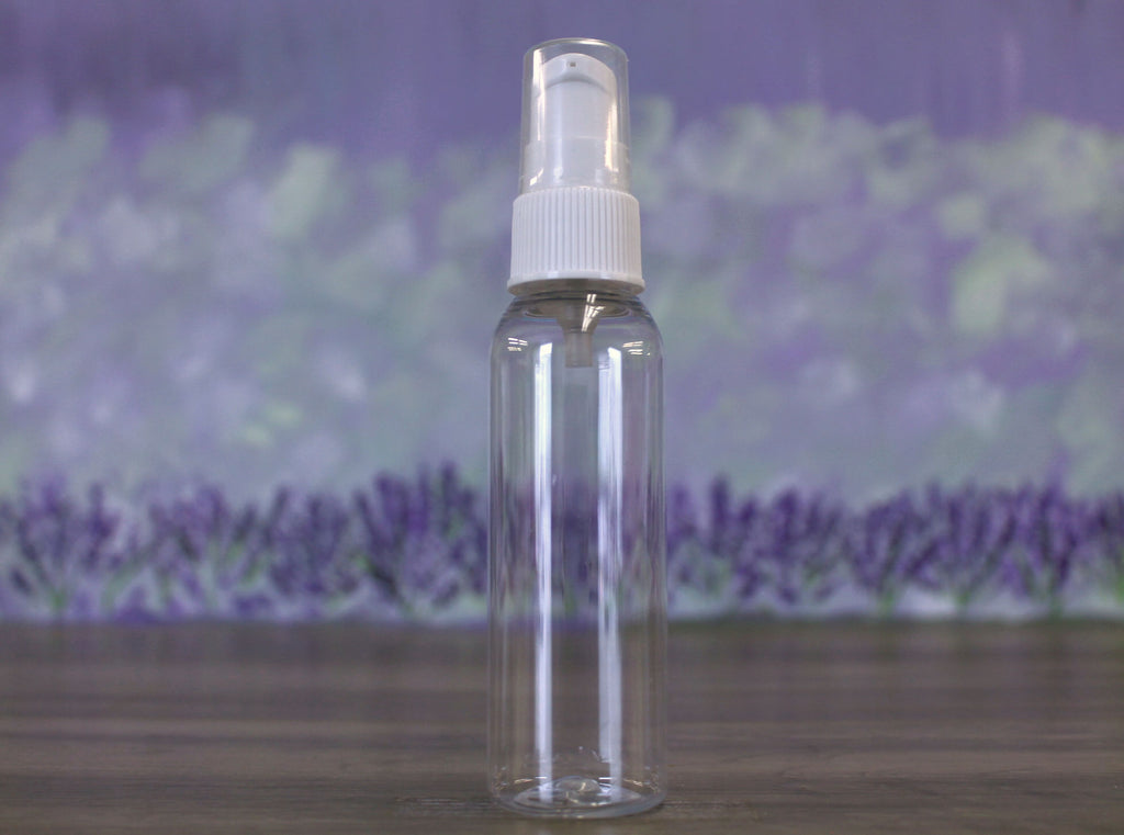 Bottle, Bullet 1oz Clear + Treatment Pump White (20/410)