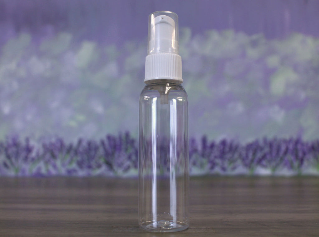 Bottle, Bullet 2oz Clear + Treatment Pump White Caps (20/410)