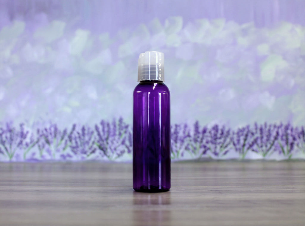 Bottle, Bullet 4oz Purple + Disc Natural Cap (20/410)