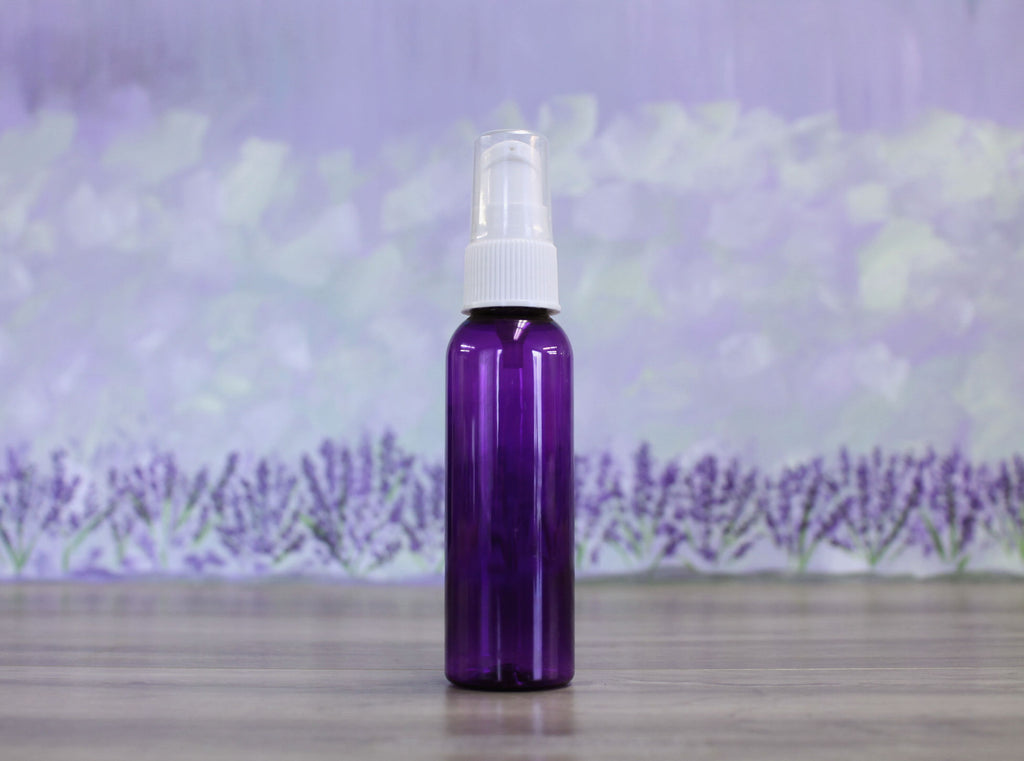 Bottle, Bullet 4oz Purple + Treatment Pump White Cap (20/410)