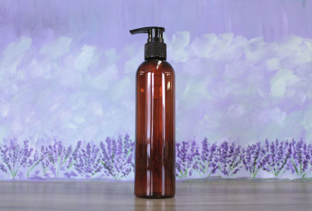 Bottle, Bullet 8oz Amber + Pump Black Cap (24/410)