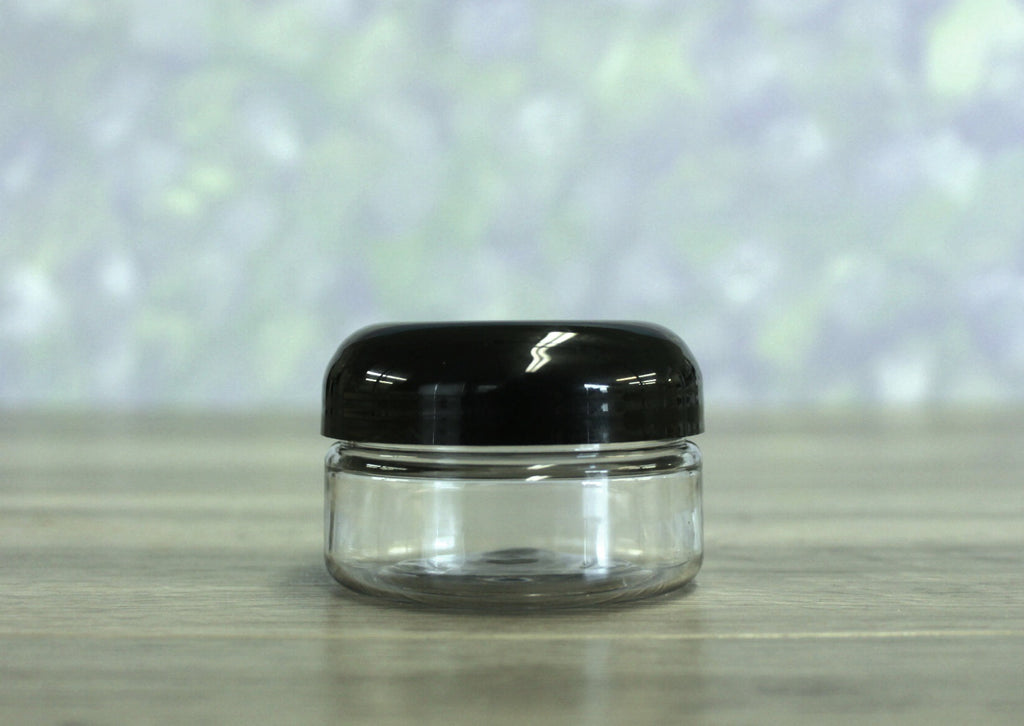 Jar, PET Clear, 2oz + Dome Black Lid (58/400)