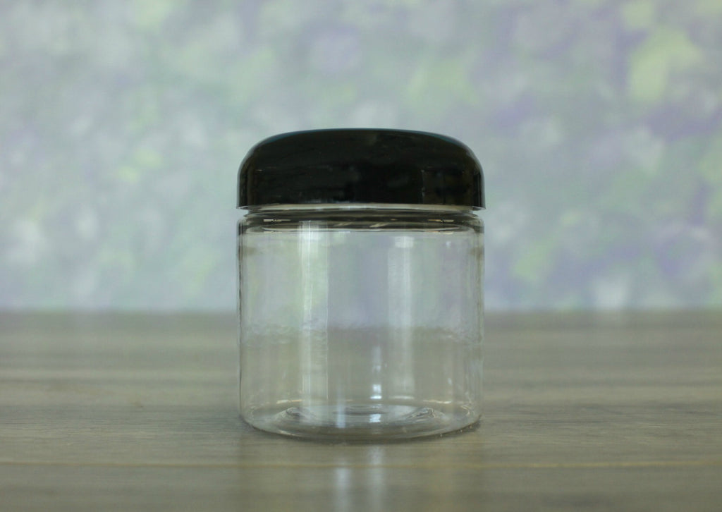 Jar, PET Clear Deep, 4oz + Dome Black Lid (58/400)