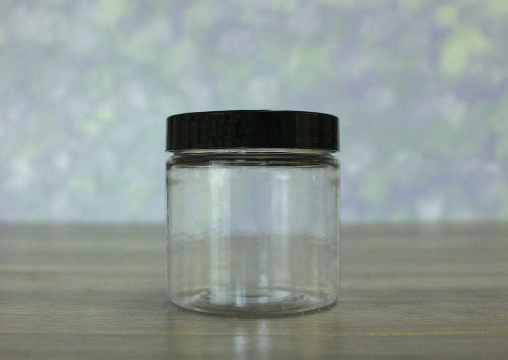 Jar, PET Clear Deep, 4oz + Smooth Black Lid (58/400)