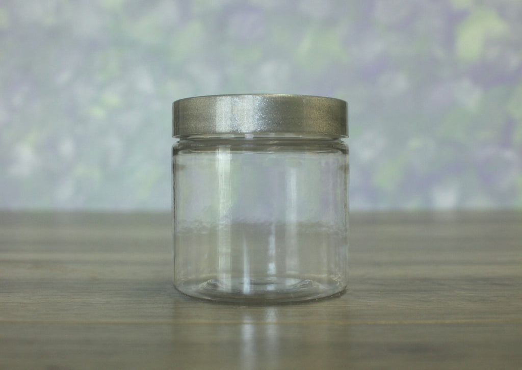 Jar, PET Clear Deep, 4oz + Smooth Silver Lid (58/400)