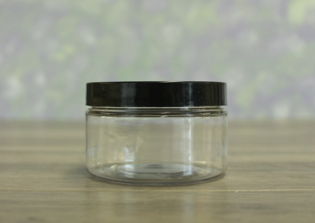 Jar, PET Clear 4oz Wide + Smooth Black Lid (70/400)