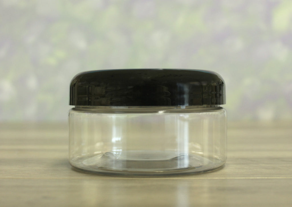 Jar, PET Clear, 8oz + Dome Black Lid (89/400)