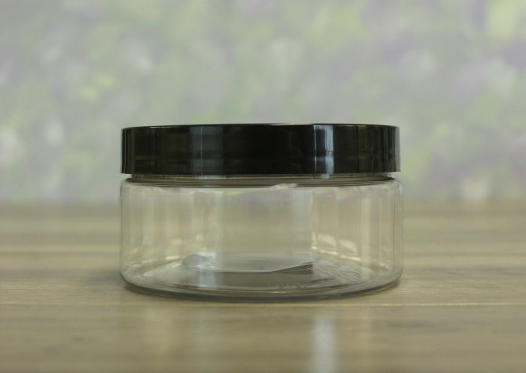 Jar, PET Clear, 8oz + Smooth Black (89/400)