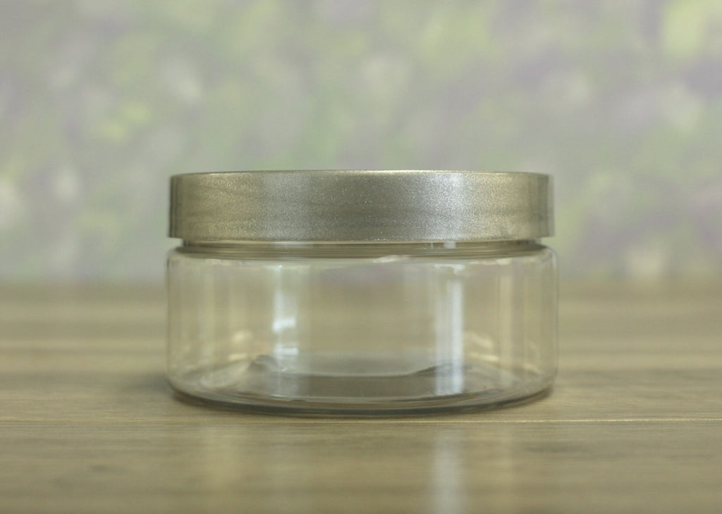 Jar, PET Clear, 8oz + Smooth Silver (89/400)