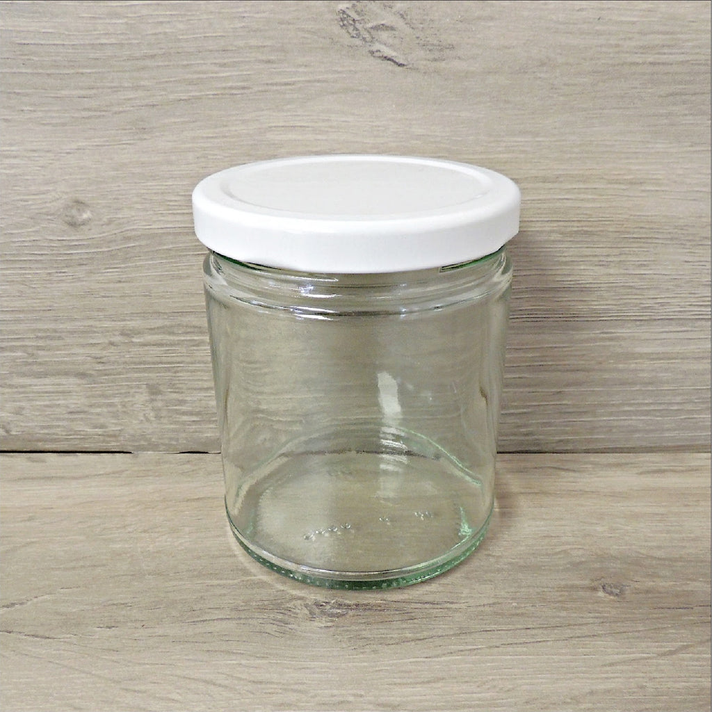 CYLINDER,  Jar w/WHITE lid, 270ML (9oz), 12pcs 