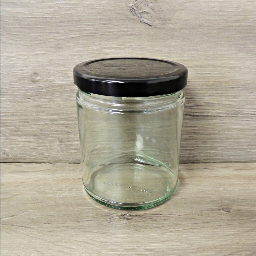 CYLINDER,  Jar w/BLACK lid, 270ML (9oz), 12pcs 