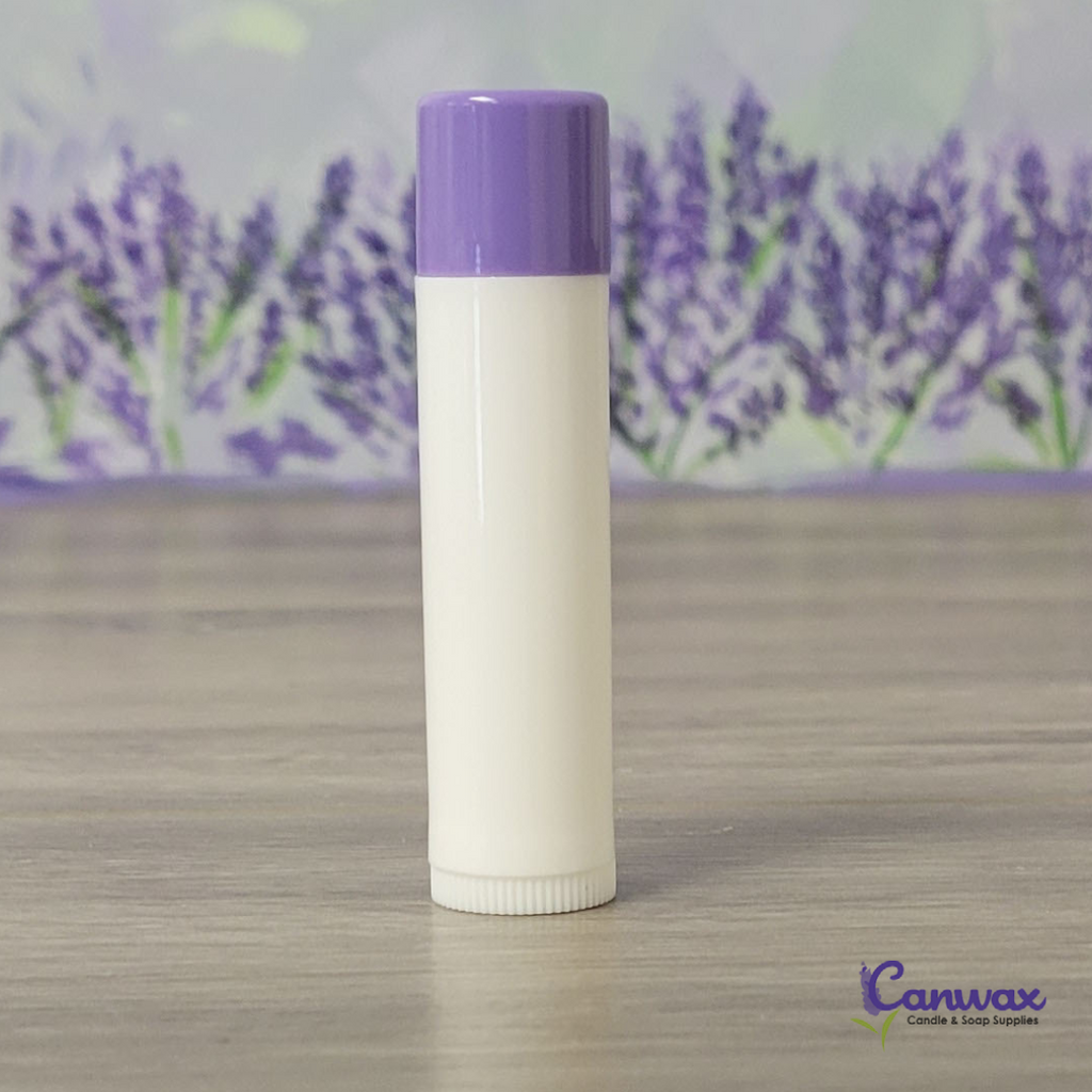 Lip Balm Tube White w/Lavender Lid