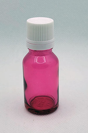 Glass Bottle, Boston Round 15ml w/White Dripper, PINK