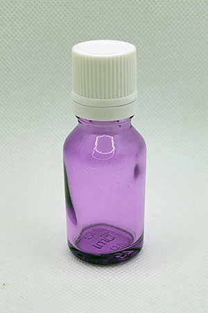 Glass Bottle, Boston Round 15ml w/White Dripper, PURPLE